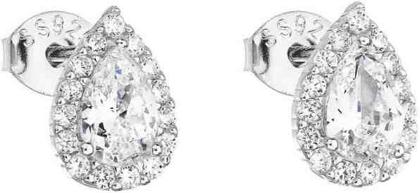 Evolution Group Stříbrné náušnice se zirkonem bílá kapka 11132.1 + 2 měsíce na vrácení zboží