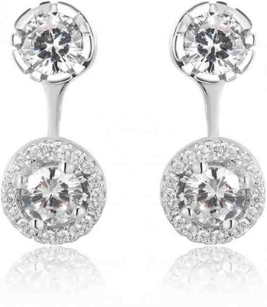 Beneto Luxusní stříbrné náušnice 2v1 s krystaly AGUP1172 + 2 měsíce na vrácení zboží