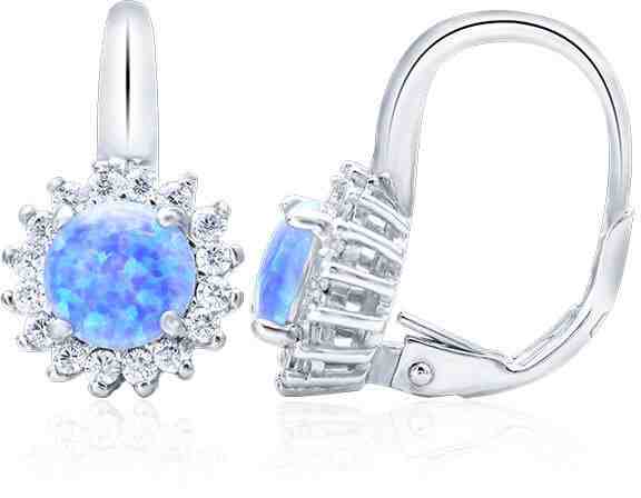 Beneto Stříbrné náušnice se syntetickým opálem AGUC1204 + 2 měsíce na vrácení zboží