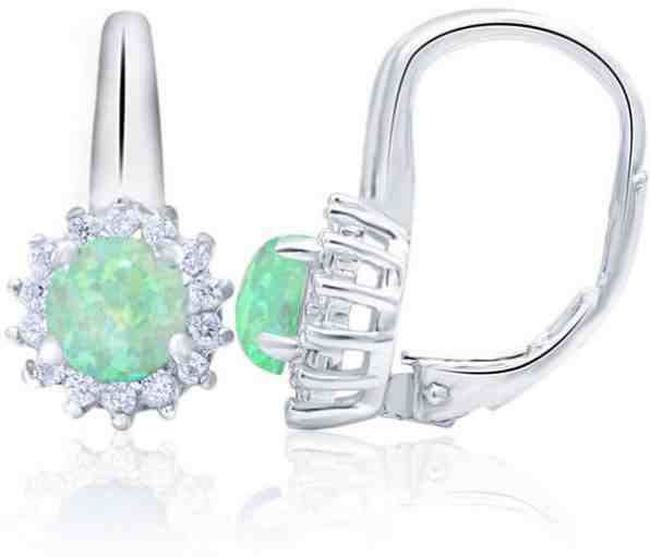 Beneto Stříbrné náušnice se syntetickými opály a čirými krystaly AGUC1206 + 2 měsíce na vrácení zboží