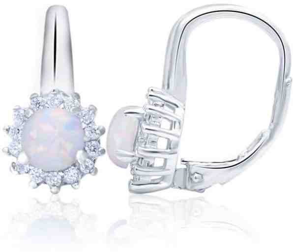 Beneto Stříbrné náušnice se syntetickými opály a čirými krystaly AGUC1205 + 2 měsíce na vrácení zboží