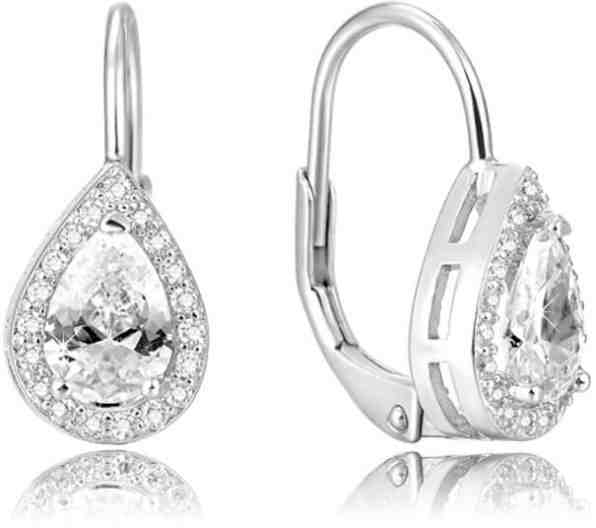 Beneto Stříbrné náušnice s čirým krystalem AGUC1160 + 2 měsíce na vrácení zboží