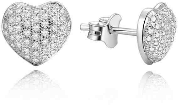 Beneto Stříbrné srdíčkové náušnice AGUP153 + 2 měsíce na vrácení zboží