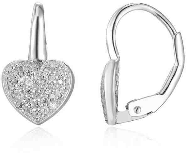 Beneto Srdíčkové stříbrné náušnice AGUC366 + 2 měsíce na vrácení zboží