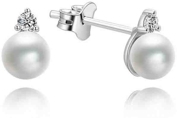 Beneto Stříbrné náušnice pecky s pravými perlami AGUP1195 + 2 měsíce na vrácení zboží