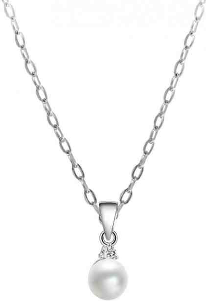 Beneto Stříbrný náhrdelník s pravou perlou AGS906/45 ( řetízek, přívěsek ) + 2 měsíce na vrácení zboží