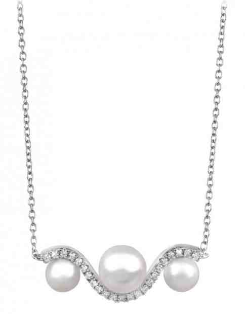 Silver Cat Elegantní stříbrný náhrdelník se zirkony a perlou SC340 + 2 měsíce na vrácení zboží