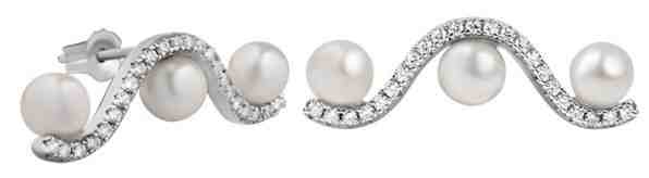 Silver Cat Stříbrné náušnice se zirkony a perlou SC344 + 2 měsíce na vrácení zboží