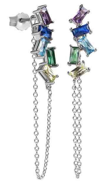 Silver Cat Řetízkové náušnice se zirkony SC353 + 2 měsíce na vrácení zboží