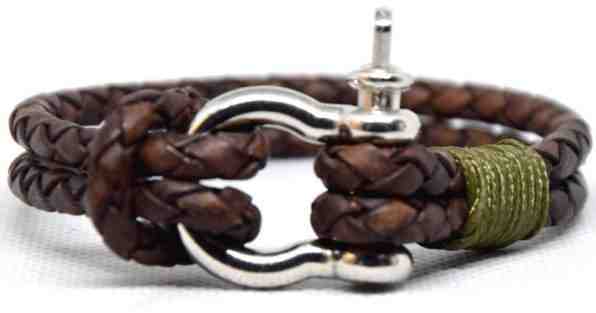 Cordell Kožený náramek Bolo - hnědá/oliva + 2 měsíce na vrácení zboží