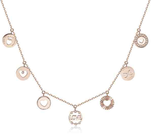 Brosway Růžově pozlacený ocelový náhrdelník s přívěsky Chant BAH09 + 2 měsíce na vrácení zboží