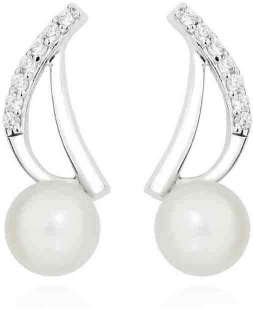 JVD Stříbrné náušnice s pravými perlami a zirkony SVLE0192SH8P100 + 2 měsíce na vrácení zboží