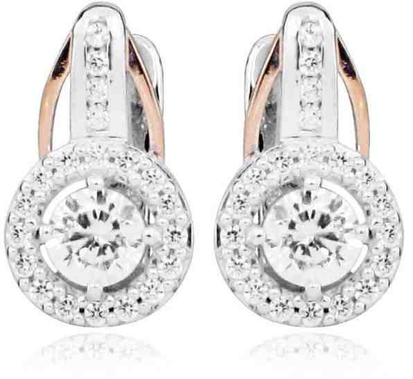 JVD Stříbrné bicolor náušnice s kamínky SVLE0265SH8BK00 + 2 měsíce na vrácení zboží