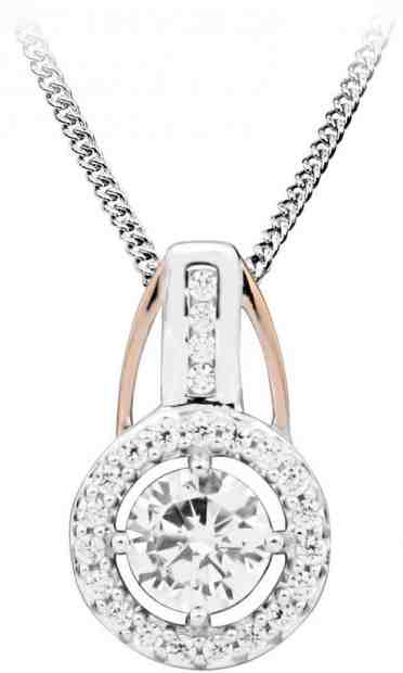 JVD Stříbrný bicolor přívěsek s kamínky SVLP0265SH8BK00 + 2 měsíce na vrácení zboží