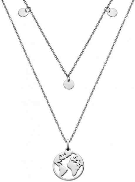 Viceroy Dvojitý náhrdelník s mapou světa Kiss 15017C01000 + 2 měsíce na vrácení zboží