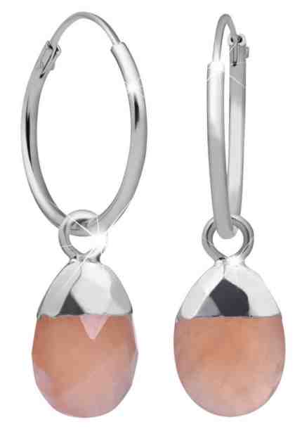 Decadorn Kruhové stříbrné náušnice s broušeným oranžovým měsíčním kamenem + 2 měsíce na vrácení zboží