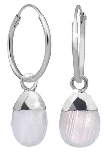 Decadorn Kruhové stříbrné náušnice s broušeným měsíčním kamenem 2v1 + 2 měsíce na vrácení zboží