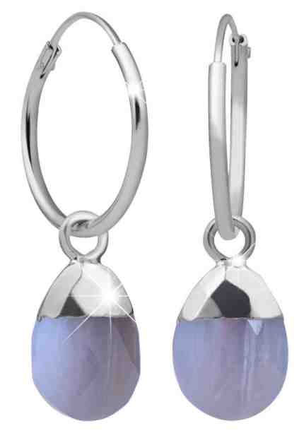 Decadorn Kruhové stříbrné náušnice s modrým achátem 2v1 + 2 měsíce na vrácení zboží