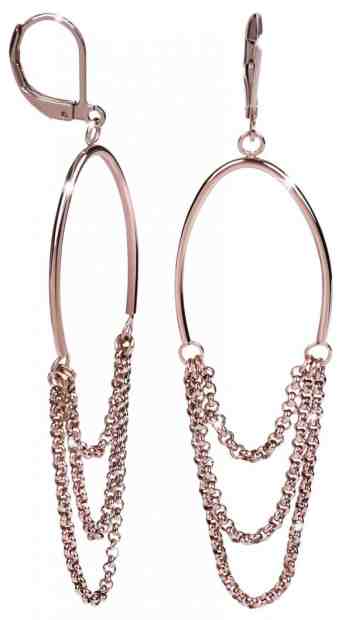 Troli Růžově pozlacené ocelové náušnice s řetízky + 2 měsíce na vrácení zboží