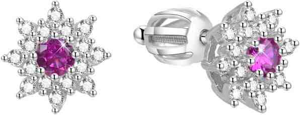 Beneto Stříbrné třpytivé náušnice kytičky AGUP1444S + 2 měsíce na vrácení zboží