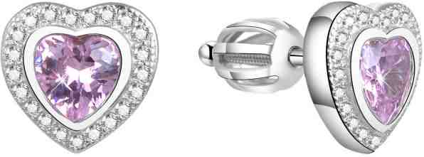 Beneto Třpytivé srdíčkové náušnice AGUP1500S + 2 měsíce na vrácení zboží