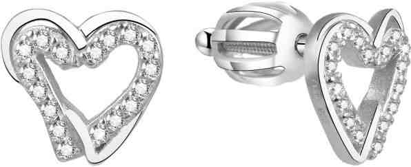 Beneto Stříbrné srdíčkové náušnice AGUP1533S + 2 měsíce na vrácení zboží