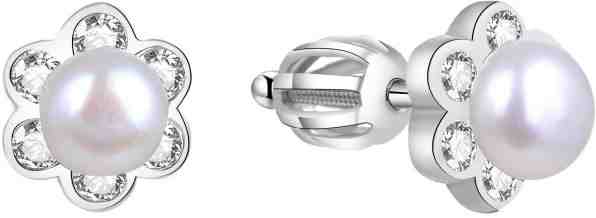 Beneto Stříbrné kytičkové náušnice s perličkou AGUP1577PS + 2 měsíce na vrácení zboží