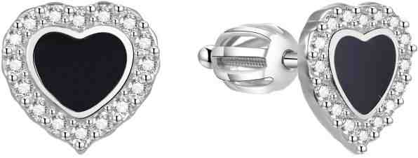 Beneto Stříbrné srdíčkové náušnice AGUP1624S + 2 měsíce na vrácení zboží