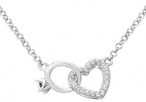 Silvego Stříbrný náhrdelník srdce propojené s prstýnkem MWN01149 + 2 měsíce na vrácení zboží