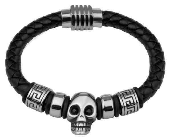 Troli Módní kožený náramek s lebkou 22 cm + 2 měsíce na vrácení zboží