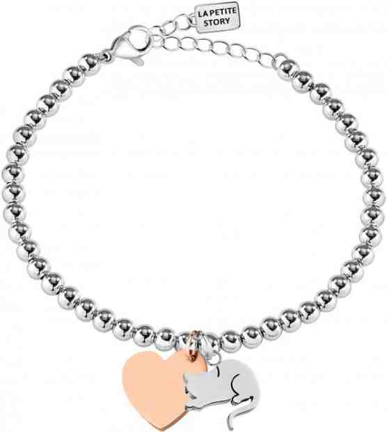 La Petite Story Bicolor ocelový náramek Kočka a Srdce LPS05AQI07 + 2 měsíce na vrácení zboží