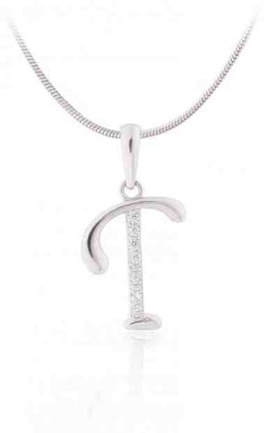 JVD Stříbrný přívěsek s krystaly "T" SVLP0364XH2BI0T + 2 měsíce na vrácení zboží