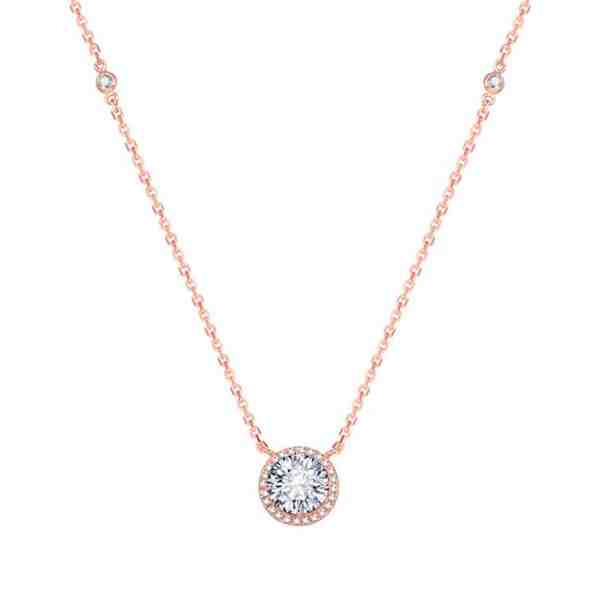 Beneto Růžově pozlacený stříbrný náhrdelník s krystaly AGS1135/47-ROSE + 2 měsíce na vrácení zboží