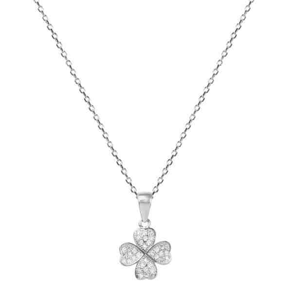 Beneto Stříbrný náhrdelník se čtyřlístkem AGS1141/47 (řetízek, přívěsek) + 2 měsíce na vrácení zboží