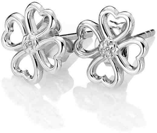 Hot Diamonds Stříbrné čtyřlístkové náušnice s diamanty Lucky in Love DE632 + 2 měsíce na vrácení zboží