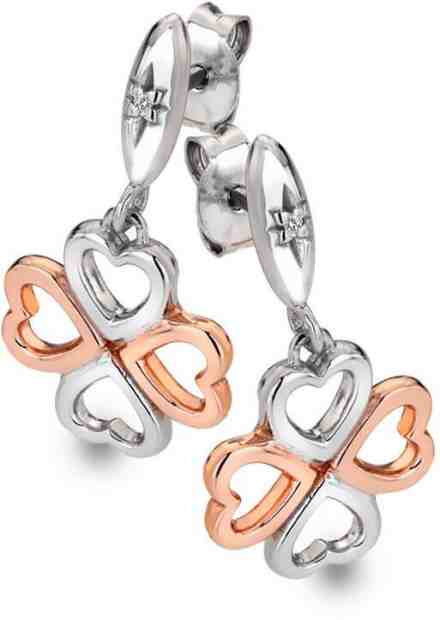 Hot Diamonds Bicolor stříbrné čtyřlístkové náušnice s diamanty Lucky in Love DE635 + 2 měsíce na vrácení zboží