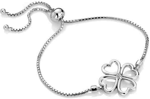 Hot Diamonds Stříbrný čtyřlístkový náramek s diamantem Lucky in Love DL603 + 2 měsíce na vrácení zboží