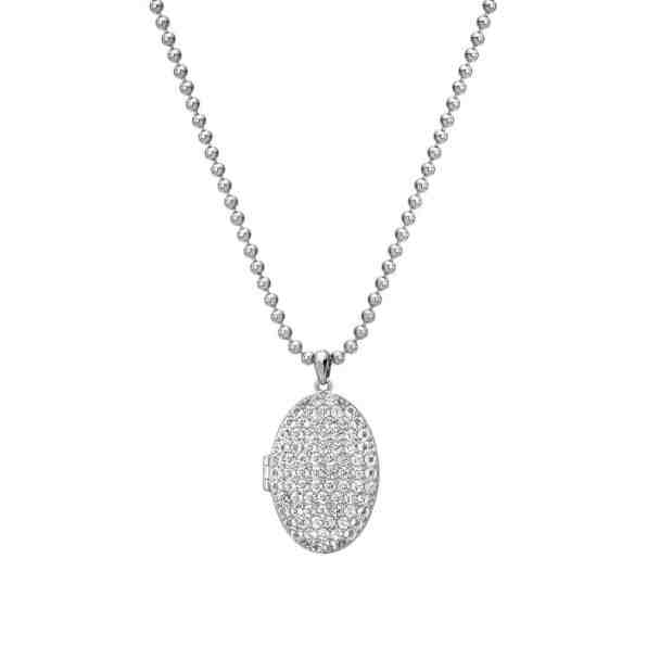 Hot Diamonds Stříbrný oválný náhrdelník s diamantem Memories Locket DP771 + 2 měsíce na vrácení zboží