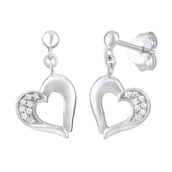 Silvego Stříbrné srdíčkové náušnice se zirkony FW8680 + 2 měsíce na vrácení zboží