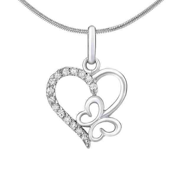 Silvego Stříbrný přívěsek srdce s motýlkem ZT54279 + 2 měsíce na vrácení zboží
