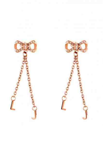 Liu.Jo Růžově zlacené ocelové náušnice s mašličkami LJ1292 + 2 měsíce na vrácení zboží