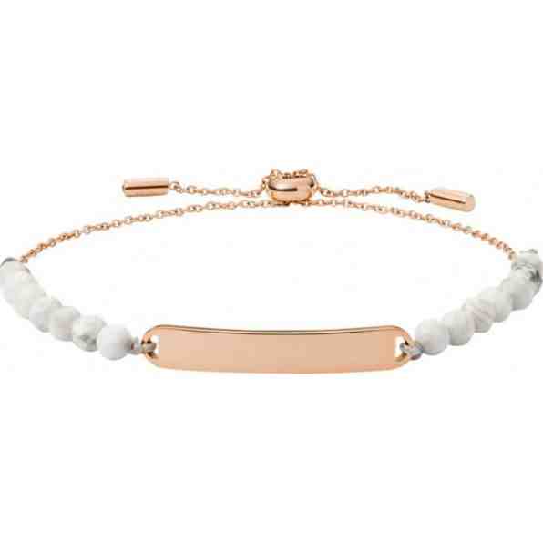 Fossil Růžově pozlacený ocelový náramek s korálky JF03152791 + 2 měsíce na vrácení zboží