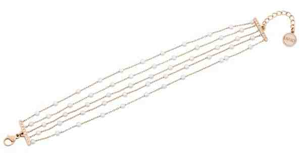 Liu.Jo Růžově zlacený ocelový náramek s perličkami a krystaly LJ1480 + 2 měsíce na vrácení zboží