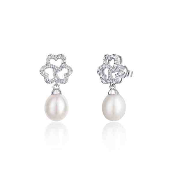 JwL Luxury Pearls Třpytivé stříbrné náušnice s perlou a zirkony JL0609 + 2 měsíce na vrácení zboží