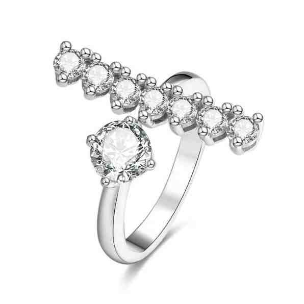 Beneto Stříbrný otevřený prsten se zirkony AGG343 54 mm + 2 měsíce na vrácení zboží