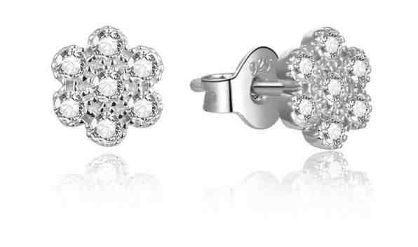 Beneto Stříbrné náušnice se zirkony kytičky AGUP1982 + 2 měsíce na vrácení zboží