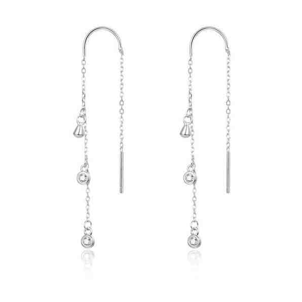 Beneto Dlouhé stříbrné náušnice se zirkony AGUV1964 + 2 měsíce na vrácení zboží