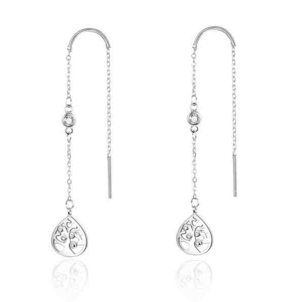 Beneto Dlouhé stříbrné náušnice se zirkony AGUV1967 + 2 měsíce na vrácení zboží