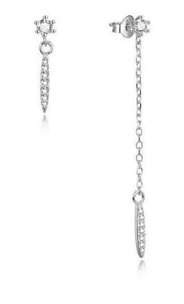 Beneto Asymetrické stříbrné náušnice se zirkony AGUP1974 + 2 měsíce na vrácení zboží