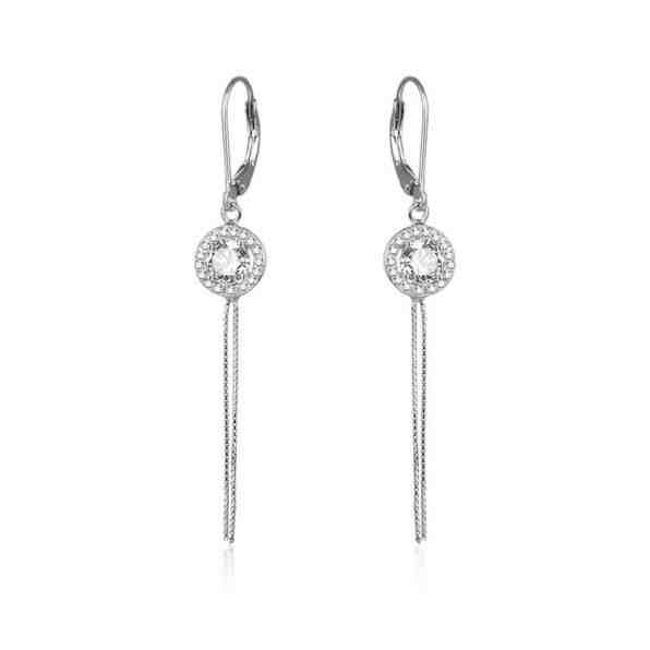 Beneto Dlouhé stříbrné náušnice se zirkony AGUC1977 + 2 měsíce na vrácení zboží